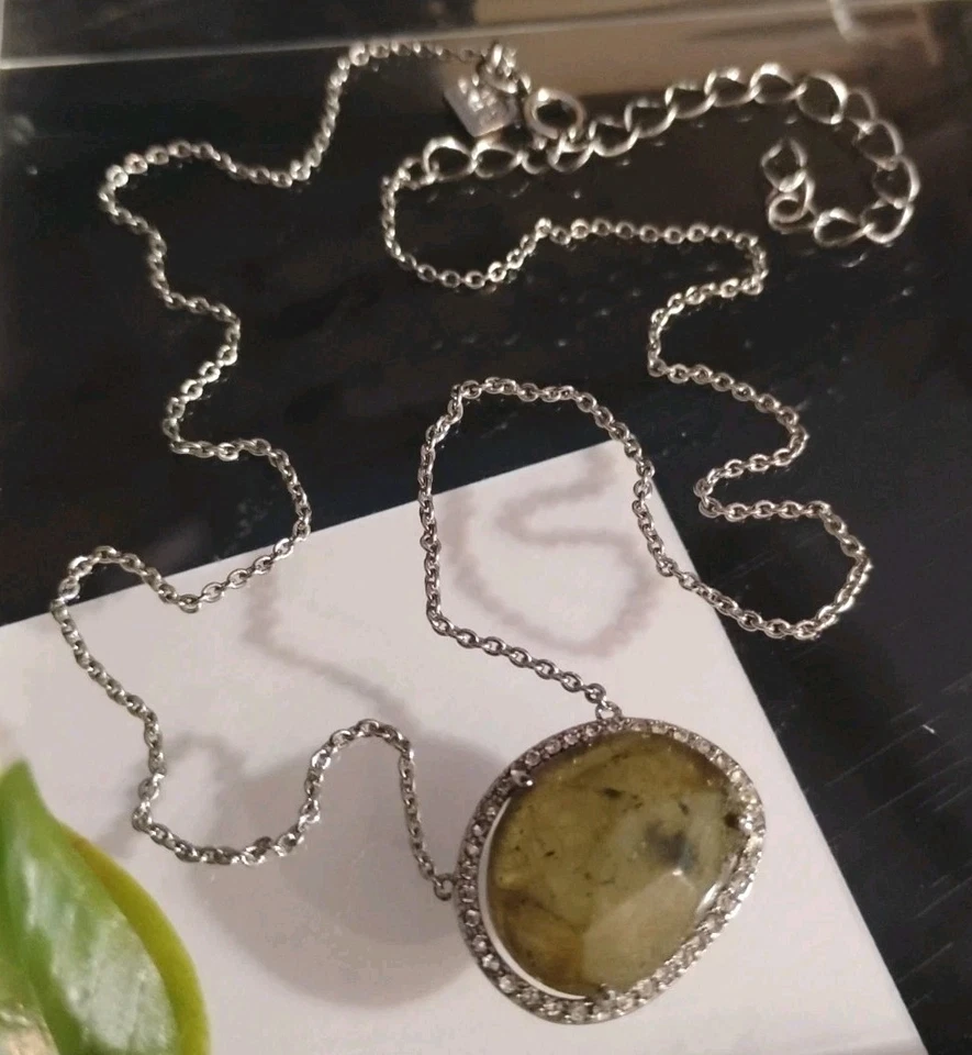 Ágata REPÚBLICA BANANAERA (?) Colgante de cristal pavé de piedra semipreciosa ¡Collar de 16"! Foto 1 de 4