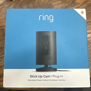 Ring Stick Up Cam Plug-in Wired Indoor/Outdoor Camera Blk / Sealed / Ships Fast - Picture 1 of 4