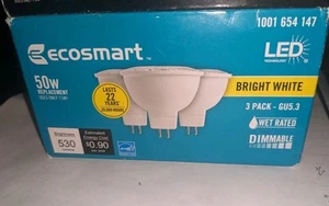 EcoSmart 50W Equivalent Bright White MR16 GU5.3 Dimmable LED Light Bulb (3-BULB) - Picture 1 of 3