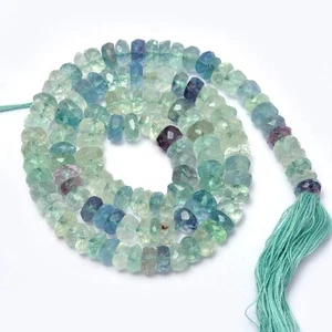 AA Natural Fluorite Faceted Rondell Beads, Fluorite Rondell Beads, 5MM Fluorite - Picture 1 of 3