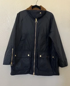 New Barbour Esther Waxed Cotton Jacket In Navy Size 12 $500 - Picture 1 of 8