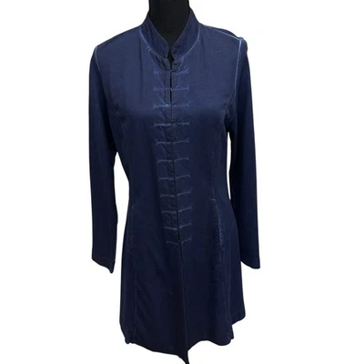 Soft Surroundings Womens Sheffield Military Utility Duster Jacket Sz S Blue Boho - Image 1 of 4