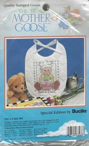 Pat-A-Cake Stamped Cross Stitch Bib ~ Bucilla  - Chart & Bib NEW - Picture 1 of 1