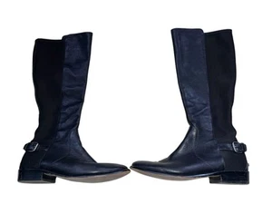 Coach Liza Women Round Toe Leather Black Knee High Boot Size 8.5 B stretchy - Picture 1 of 4