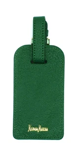 Neiman Marcus Leather Luggage Tag Gold Buckle Attachment with ID Card GREEN - Picture 1 of 4