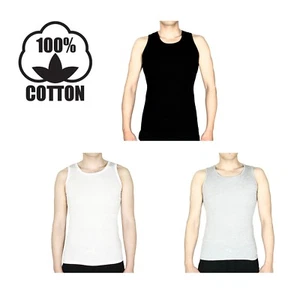 New Men's A-shirt Tank Top Undershirt ribbed 100% Cotton US SIZE! - Picture 1 of 14