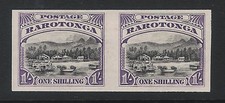 Rarotonga Cook Island 1920 IMPERFORATE PLATE PROOF pair on gummed paper SG 75