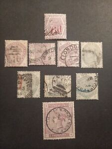 9 timbres Grande Bretagne UK Victoria 1883 cote 1450 euros 