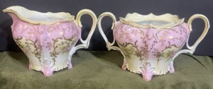 BEAUTIFUL CREAMER AND SUGAR BOWLS PINK AND WHITE(1988) - Picture 1 of 12