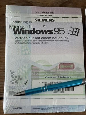 Windows 95 mit USB, Deutsch OEM Vollversion mit MwSt Rechnung auf Ihren Namen. - Bild 1 von 2