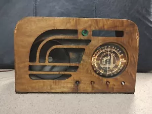 Vintage DETROLA 154e Wood Tube Radio, Table Top, Scarce! Green Eye Art Deco - Picture 1 of 20