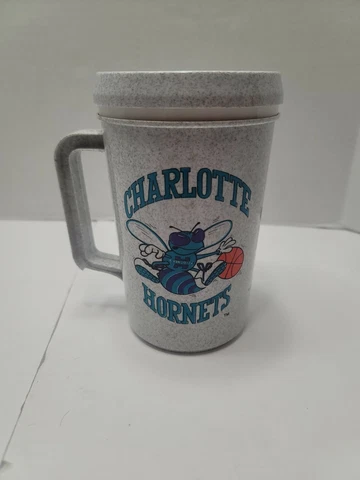 Charlotte Hornets Cup Mug Vintage NBA Basketball Coffee Lid Thermo Insulated Cover