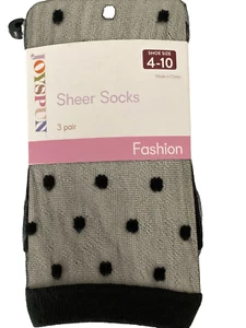 Women's Joyspun Fashion Sheer Socks, 3-Pack, Size 4-10* - Picture 1 of 4