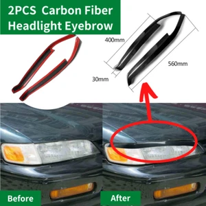 For Honda Accord 1994-1997 2PCS Car-wear Carbon Fiber Headlight Eyebrow Eyelid - Foto 1 di 9