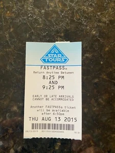 DISNEYLAND STAR TOURS FASTPASS FAST PASS STAR WARS SEASON OF THE FORCE 2015 - Picture 1 of 2