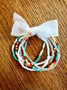 NEW Set Of 6 BOHO Colorful Seed Bead Bracelets Great Gift Item - Picture 1 of 5