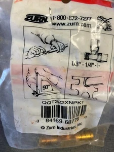 ZURN QEST PEX Raccordo per tubi a T in ottone 3/8 x 3/8" x 3/8" QQT222XNPK1 - Foto 1 di 2