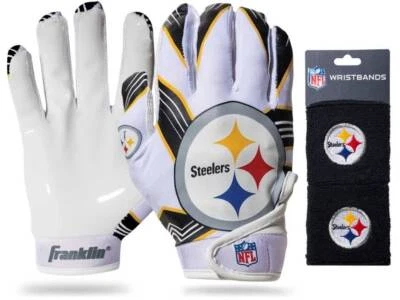 匹兹堡钢人队儿童NFL接球手手套和腕带,4-12岁 — 第 1/4 张图片