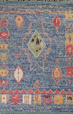 7'x11' Thick Plush Geometric Moroccan Oriental Area Rug Hand-knotted Wool Carpet - Image 1 of 4