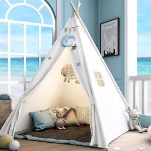 Kinderzelt Spielzelt Tipi Zelt für Kinder Spielhaus,Baumwolle Drinnen/Draußen DE - Bild 1 von 11