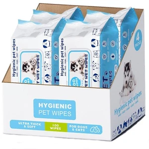 Toallitas hipoalergénicas premium para mascotas para perros y gatos - 4 paquetes, 400 toallitas hipoalergénicas gruesas de 8x8" - Imagen 1 de 8