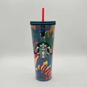 Starbucks 2022 Forest Dream Aqua Terra Floral Cold Cup Tumbler Venti 24oz - Bild 1 von 9