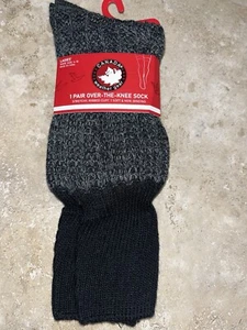 New Canada Weather Gear Over The Knee Ribbed Cuff Socks Women's Size 4-10 Black - Picture 1 of 2