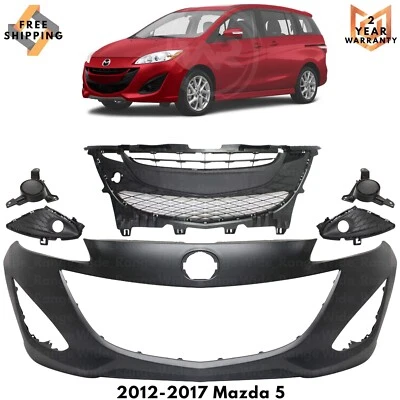 Front Bumper Cover Fascia Paintable & Grille Assembly Kit For 2012-2017 Mazda 5 Foto 1 de 4