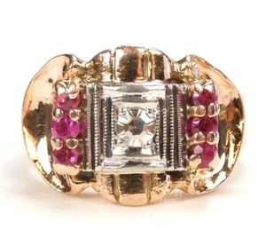 Antique P & L Engagement Diamond Ring 13K Rose White Gold Ring Size 7 UK-N1/2 - Picture 1 of 13