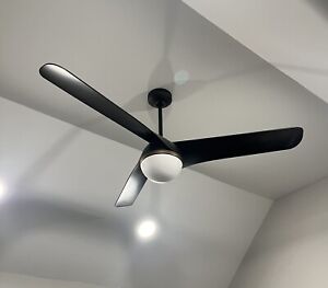 Monte Carlo Fan Company 3AKR56BKD Akova LED Indoor Fan Matte Black Designer 56”