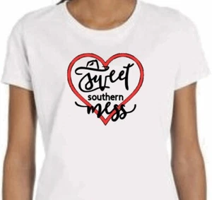 “Sweet southern Mess” Women's T-shirt - FREE SHIPPING - red heart cowboy hat - Picture 1 of 9