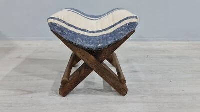Turkish Stool, Ottoman Stool, kilim stool, Antique stool, Vintage entryway chair - Image 1 of 4
