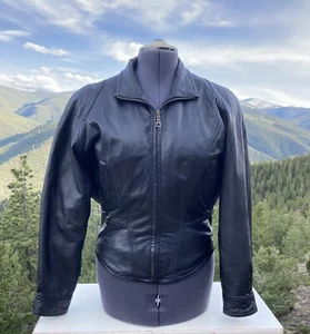 WILSONS M Insulated Black Leather Cropped Motorcycle Biker Moto Jacket Mint - Picture 1 of 12