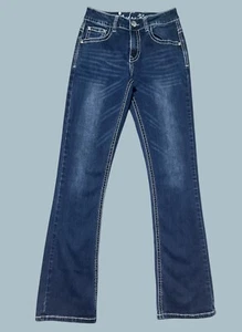 Jeans donna rosa cedro 23/31 bootcut punto spesso impreziosito denim western - Foto 1 di 5