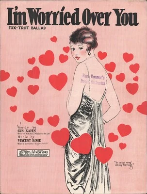 1923 I'M WORRIED OVER YOU partitura de jazz vintage LINDA MULHER Vincent Rose - Imagem 1 de 2