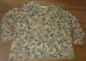 J. Jill gelb Baumwollmischung Rundhals Pullover Schmetterlinge Blumen leicht 4x - Bild 1 von 7