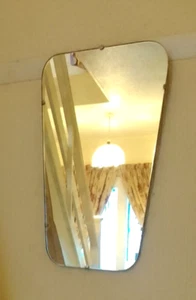 VTG Retro Mid Century Modern Tapered Frameless Wall Mirror - Picture 1 of 5
