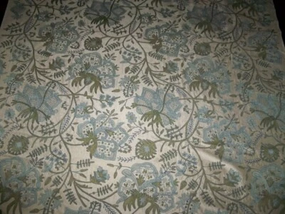 LEE JOFA KRAVET DARCY EMBROIDERED CREWEL SILK FABRIC 5 YARDS LAGOON MULTI - Image 1 of 4