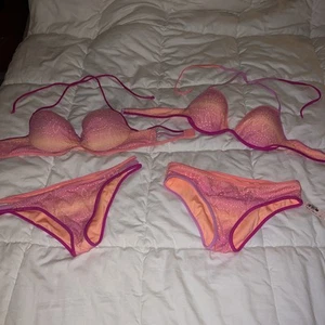 NEW VS Victoria’s Secret Bikini Sets Women’s BUNDLE LOT Pink Ombre Crochet Lace - Picture 1 of 15