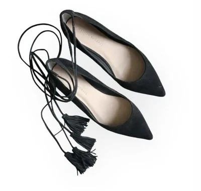 Loeffler Randall Penelope черный кожаный острый носок лодыжки галстук плоскостях размер 6 - Изображение 1 из 4