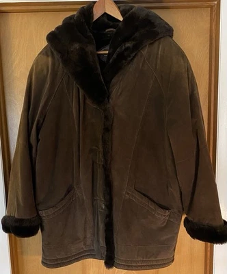 Vintage PELLE STUDIO NY-MILANO Faux Fur Lined Suede Winter Coat Women's Sz M - Image 1 of 4