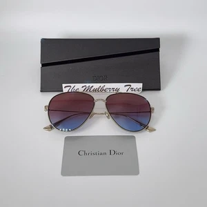 Christian Dior Society 3 57mm 14 145 Aviator Sunglasses Gold Blue Red Gradient - Picture 1 of 12