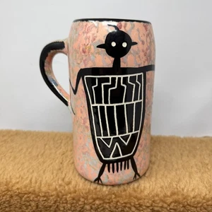 VTG Mana Studios Pottery Large Mug w/ Paperwork 80s 90s Signed Petroglyph RARE - Picture 1 of 10