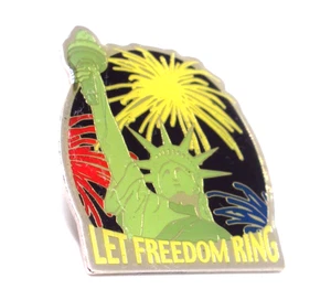 Let Freedom Ring Freiheitsstatue Pin Feuerwerk USA Patriotisches Revers Jahrgang - Bild 1 von 7