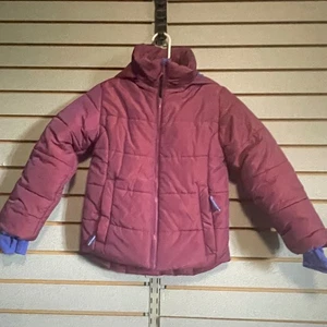 All in Motion Puffer Jacket Hooded Winter Coat Quilted Burgundy S (6/6X) Girls - Picture 1 of 7