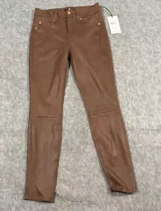 7 For All Mankind Women's Skinny Pants Size 24 Brown Textured Leather Casual - Picture 1 of 9