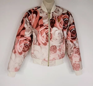 Chaqueta Bomber PUMA X Careaux Mujer XS Beige Rosa Floral Bolsillo Reversible - Imagen 1 de 12
