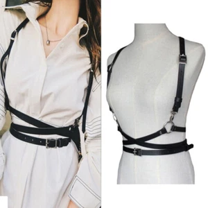 Faux Leather Body Bondage Harness Waist Suspenders Belt Straps Cage Be TP f8 - Picture 1 of 9