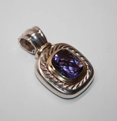 Difícil de encontrar! Colgante David Yurman de plata de ley y 14 k X-grande amatista albión [114GRA] Foto 1 de 4