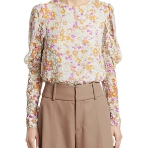 See by Chloe Velvet Burnout Leopard Blouse 38  - Picture 1 of 5